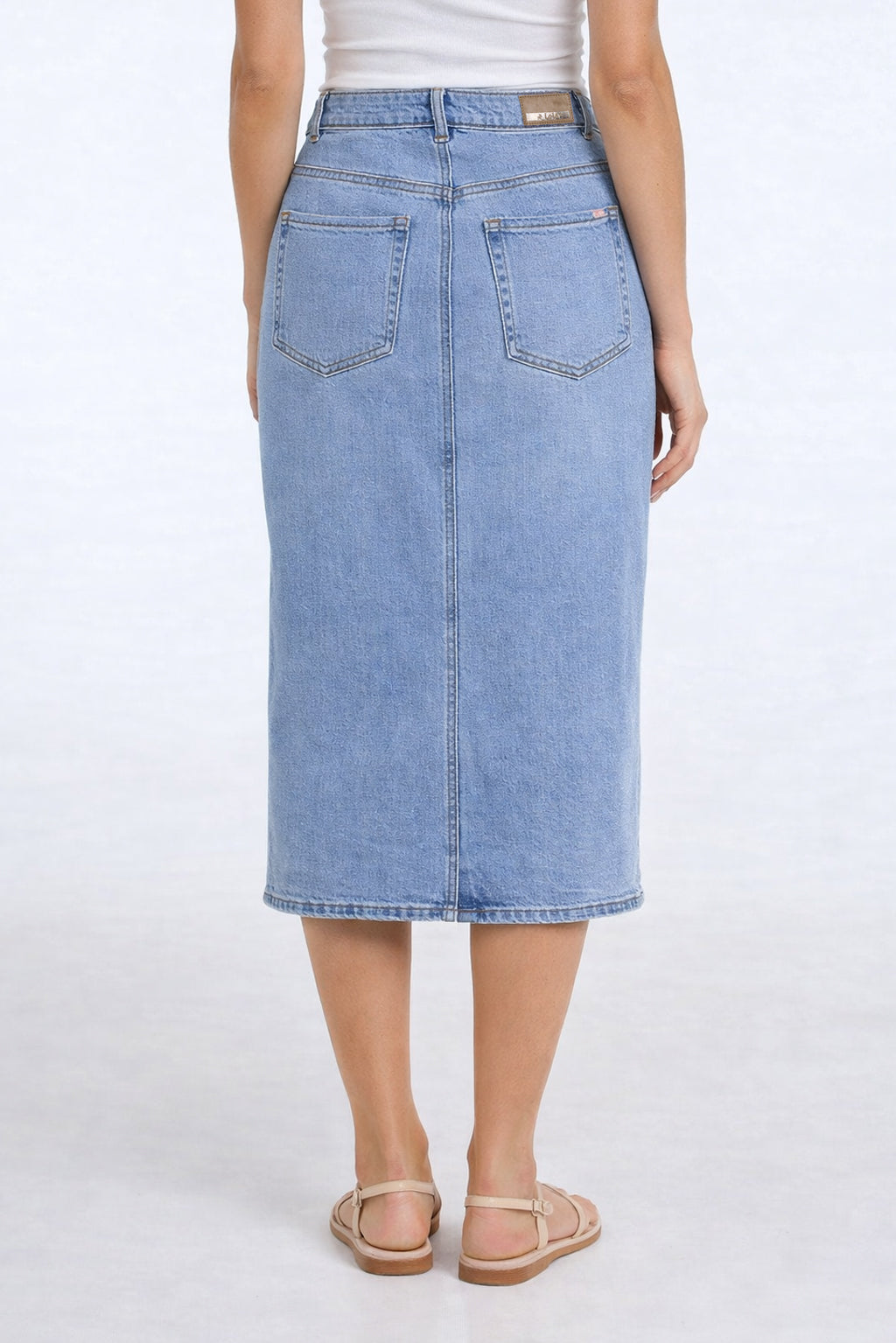 Lois – Leila Long Denim Skirt (Bleach Blue) - Gayle's Fashions