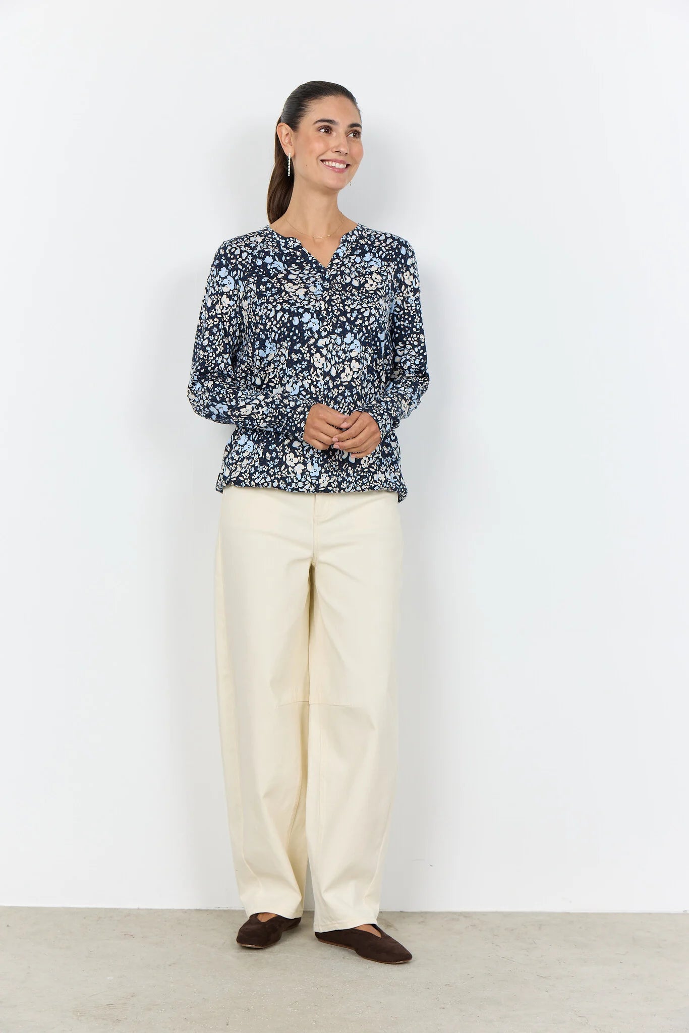 Soya Concept - FELICITY AOP 532 Blouse (Navy Combi) - Gayle's Fashions