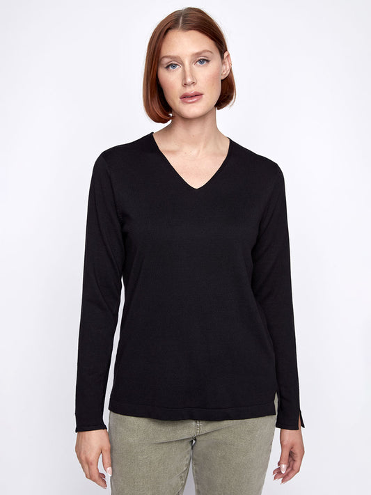 CYC - Lightweight V-Neck Sweater in Black