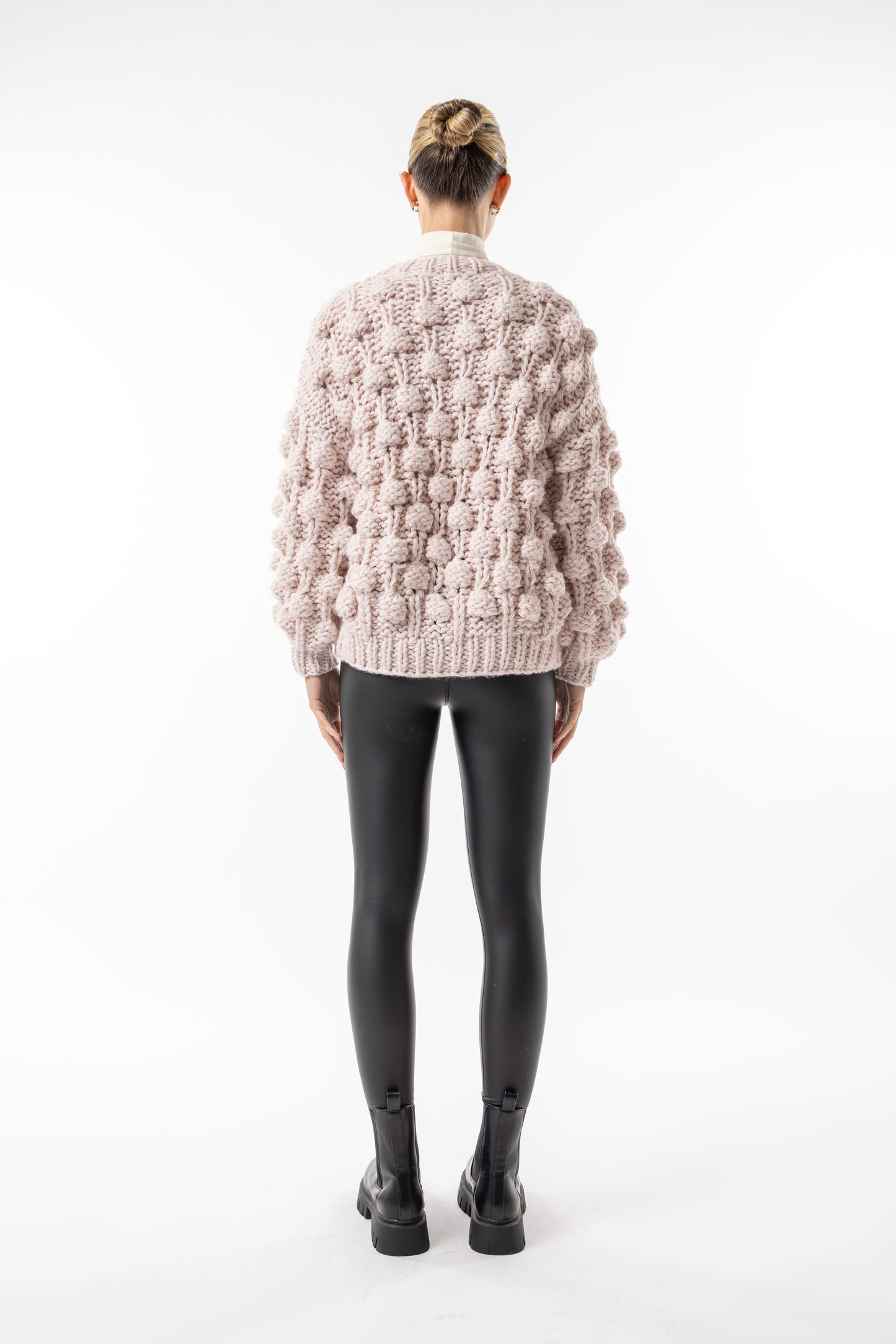 Angeleye - Chunky Bobble Knit Cardigan in Soft Lilac